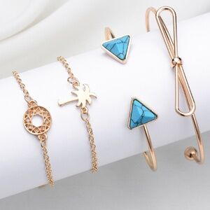 **AMBROSIA* 4-Pc Gold Turquoise Bow Bracelet Set